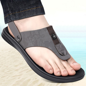 Tongs à lanières en T pour hommes, sandales d'été décontractées, respirantes et antidérapantes, taille adulte 3305, gris, noir, kaki - Product Image 1