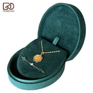 ROGOOD Boîte d'emballage en velours <span class=keywords><strong>de</strong></span> qualité supérieure unique <span class=keywords><strong>pour</strong></span> ensemble <span class=keywords><strong>de</strong></span> bijoux, collier, bracelet, boucles d'oreilles, étui <span class=keywords><strong>de</strong></span> présentation ovale <span class=keywords><strong>de</strong></span> luxe P1987 - Product Image 1