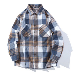 Camisa a cuadros de manga larga para hombre, de franela, informal, con botones, estilo pullover, mezcla de algodón, para otoño e invierno. - Product Image 3