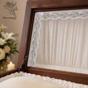 Productos Textiles Funerarios Estilo Americano, Accesorios de Encaje de Poliéster al por Mayor, Diseño Floral, Decoración de Encaje para Forro de Ataúd - Product Image 4