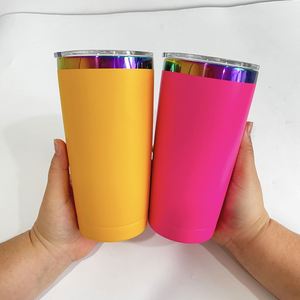 Lot de 12 gobelets à café en acier inoxydable plaqué arc-en-ciel holographique de 20 oz sans BPA avec logo personnalisé pour gravure laser personnalisée - Product Image 3