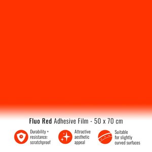 Pellicola avvolgente in PVC rosso fluorescente premio 50X70 cm rotolo mimetico autorigenerante protezione antigraffio per il corpo - Product Image 1