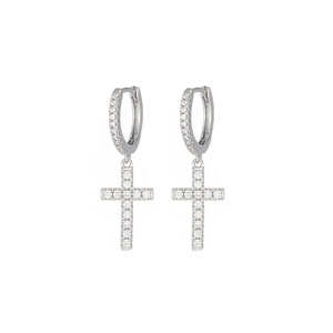 FY-EK502 925 sterling Silver cross-phong cách kim cương nạm Bông tai Stud cho phụ nữ hợp thời trang linh hoạt <span class=keywords><strong>2025</strong></span> New Christian Zircon - Product Image 5