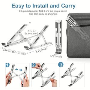 Soporte Plegable Portátil para Laptop de Aluminio, Ajustable en 6 Niveles, en Color Plata y Negro - Product Image 5