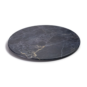 Piatto Rotondo in Pietra con Motivo Marmorizzato Grigio Scuro, Diametro 12 Pollici, Piatto da Portata - Product Image 1