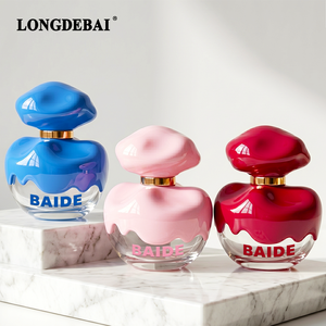 Botella de Perfume de Vidrio Recargable Vacía de 80 ml, Color Rosa, de Alta Calidad, Premium y Lujosa, con Forma de Nube Única, con Caja de Embalaje Cilíndrica Rosa - Product Image 2