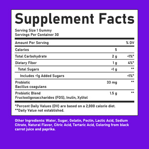 Best Selling Prebiotic Probiotics Gummies Total Carbohydrate Maintain Healthy Gut Function Absorption Function Support Immune - Product Image 2