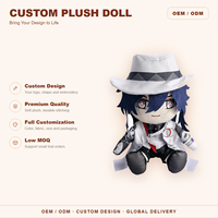 Poupée en peluche personnalisée blanche avec cheveux bleus, tenue de style détective, cadeau de collection, vente en gros
