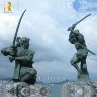 Statue de guerrier samouraï en bronze grandeur nature RELONG, sculpture en cuivre et laiton, personnalisation disponible à la vente