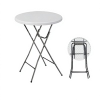 Mesa de Centro Plegable Portátil Personalizable para Exteriores, Barra de Bar, Diseño Minimalista, Estructura Metálica, Muebles de Exterior Moldeados por Soplado