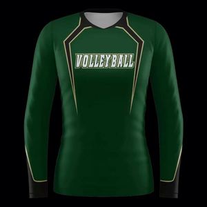 Hot Selling 2025 Long Sleeve Jersey Green Sublimated <b>Cheap</b> Unisex Volleyball Team Uniforms - Product Image 4