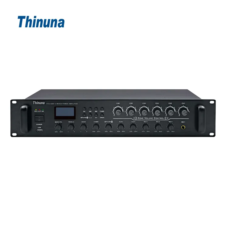 Thinuna VTA-600F II 100V Amplificateur de mixage intégré à six zones Amplificateur de mixeur haute puissance 600 watts avec BT USB MP3 FM