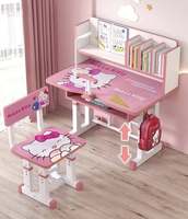Conjunto de Mesa y Silla de Altura Ajustable con Estanterías, Estructura de Acero, Escritorio de Estudio para Escuela, Muebles para Aula