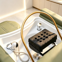 Lit de lavage capillaire de spa à circulation d'eau avec armoire de rangement, structure en acier inoxydable, mobilier de thérapie capillaire pour salon