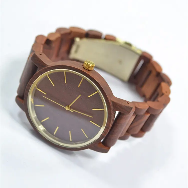 Shenzhen Factory OEM Private Logo Gold Chapter Insert Ring Mens Quartz Wooden Watch in Wristwatches