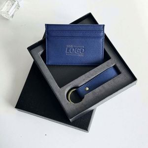 Juego de Llavero y Tarjetero de Cuero Personalizado Estilo Ejecutivo - Regalos Promocionales Corporativos con Impresión Serigráfica para Uso en Oficina - Product Image 1