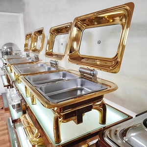 Calentador <span class=keywords><strong>de</strong></span> Alimentos <span class=keywords><strong>de</strong></span> Lujo para Hoteles Árabes, 9L, Redondo, Dorado, con Quemadores, Platos <span class=keywords><strong>de</strong></span> Acero Inoxidable para Buffet y Catering - Product Image 4