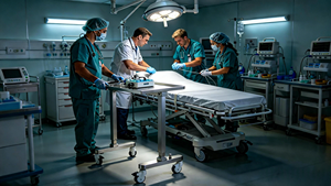 โต๊ะยกขาแบบลมคู่ไร้ข้อต่อ ใช้เท้าเหยียบ ยกได้บางเฉียบ ขาแบบฟอร์ค ทำจากสแตนเลส เหมาะสำหรับการผ่าตัดฉุกเฉินในคลินิก - Product Image 4