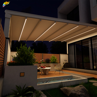 Toldo Retráctil Motorizado para Balcón de PVC, Toldo Plegable con Luz LED, Pérgola Impermeable para Exteriores