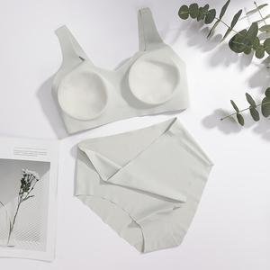 Ladymate ODM/OEM Conjunto De Sujetador Y Bragas De Seda De Hielo Mujeres Sujetador De Seda De Hielo Panty Set Sexy Seamless Fitness Bralette Set - Product Image 4