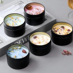 モダンクリスタル アドバンスドセンス アロマティック大豆ワックスキャンドル ドライフラワー フルーツ入りブリキ缶 誕生日 クリスマス アロマセラピー 手作り - Product Image 1