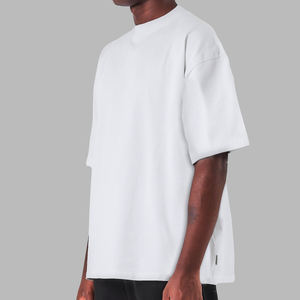 T-shirts lourds de luxe pour hommes Streetwear T-shirts unis à épaules tombantes 200 grammes coton unisexe surdimensionné t-shirt blanc - Product Image 3