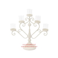 Candélabre à 4 bras en aluminium/laiton plaqué argent et or avec bougeoirs en verre transparent, fait main, décoration de mariage et de maison, qualité supérieure