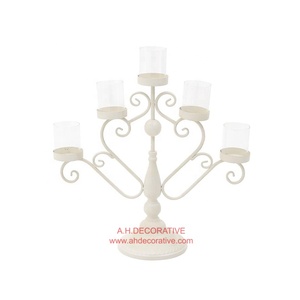 Silver & Gold Plated Aluminum/Brass 4-Arm <b>Candelabra</b> with Clear Glass Votives Handmade Wedding Home Decor High Standard Quality - Product Image 4