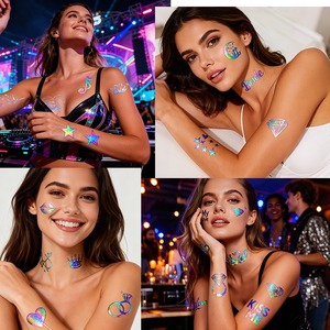 Tatuajes Temporales Holográficos con Efecto <span class=keywords><strong>de</strong></span> Cambio <span class=keywords><strong>de</strong></span> Color, Diseño <span class=keywords><strong>de</strong></span> Corazón Brillante para Cara y Cuerpo, Ideales para <span class=keywords><strong>el</strong></span> Día <span class=keywords><strong>de</strong></span> San Valentín y Fiestas Musicales - Product Image 2