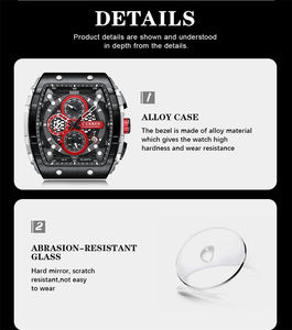 Curren Custom Logo Fashionwatches Met Grote Wijzerplaat Unieke Rectangularholle Ontwerp Polshorloges Met Chronograaf Auto Date - Product Image 5