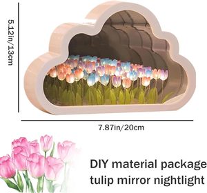 Tự làm đám mây gương handmade <span class=keywords><strong>Tulip</strong></span> ánh sáng 3D Nhân Tạo Hoa Món quà sáng tạo đường hầm Gương phòng ngủ trang trí LED bảng đêm đèn - Product Image 5