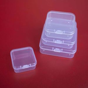 Loq Moq, logotipo personalizado, venta al por mayor, pequeña caja de embalaje transparente, caja organizadora, Mini caja contenedora de almacenamiento de plástico cuadrado para cuentas de joyería - Product Image 1