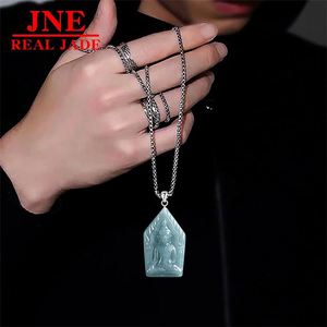 Pendentifs Traditionnels Homme et Femme <span class=keywords><strong>de</strong></span> l'Asie du Sud-Est, <span class=keywords><strong>Thaïlande</strong></span>, <span class=keywords><strong>de</strong></span> la marque Po Kunping Buddha, en Émeraude Naturelle Type A Bleu Dragon d'Eau - Product Image 3