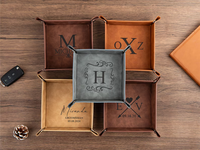 Plateau de rangement en similicuir personnalisable avec logo, gravable au laser, vente en gros, plateau de valet en cuir monogrammé, gravé, pour homme