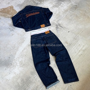 Conjunto de 2 Piezas de Chaqueta y Pantalones Vaqueros, Ropa de Alta Calidad, Diseño Personalizado, Jeans Extra Grandes y Resistentes para Hombre - Product Image 1