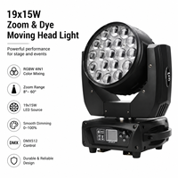 HAT Promotion Projecteur LED Wash Zoom RGBW 19x15W 4-en-1 à tête mobile avec contrôle DMX512 IP33 pour Concert OEM/ODM