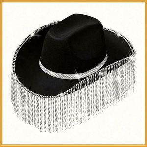 12cm Rhinestone Tassel Cowboy Hat-Personalized Jazz <b>Pink</b> Design for Rave Parties 4 Seasons Promotional Silk Screen Printed - Product Image 3