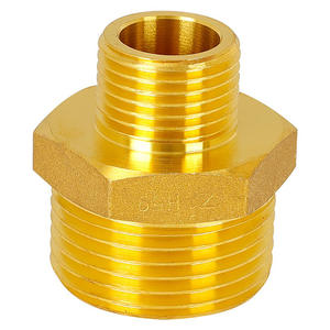 Conector Reductor de Rosca Doble Macho de 4 y 6 Puntas, Totalmente de Cobre, Engrosado, Conexión Roscada Directa, para Tuberías de Agua, Hexagonal - Product Image 1
