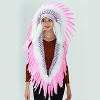 Coiffe indienne multicolore audacieuse en plumes, douce, pour cosplay, accessoire de costume théâtral, Halloween, carnaval, Noël, fête costumée