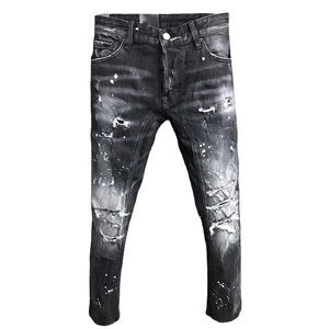 Vente en gros d'usine Jeans déchirés vintage délavés pour hommes Jeans épissés pour hommes Jeans tendance pour hommes - Product Image 1