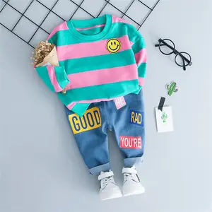 Baby Girl Set di Abbigliamento Per Bambini In Cotone A Righe A Manica Lunga Shirt + Jeans Delle Ragazze A Due Pezzi Set di Autunno della Molla dei bambini vestiti