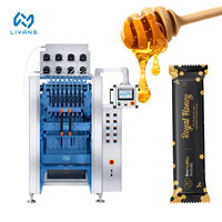 Machine d'emballage automatique multi-pistes pour sachets de liquides alimentaires, sauces, pâtes et miel, avec pompe doseuse contrôlée par PLC, 10g 15g