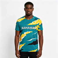 T-shirt Athlétique Homme Grande Taille à Manches Courtes en Polyester à Prix Bas, Impression Personnalisée avec Motif Drapeau des Bahamas