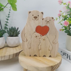 Puzzle in Legno Personalizzabile a Forma di Orsetto, Regalo Unico per la Famiglia, Festa della Mamma, Festa del Papà, Decorazione per la Casa - Product Image 5