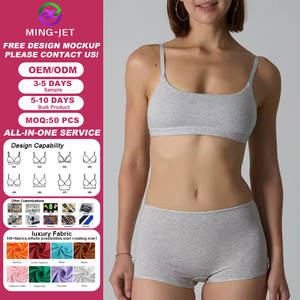 Set <span class=keywords><strong>Reggiseno</strong></span> e Slip in <span class=keywords><strong>Cotone</strong></span> e Spandex Personalizzato per Donna, Traspirante con Spalline Regolabili, Senza Ferretto, <span class=keywords><strong>Imbottito</strong></span>, Senza Cuciture, Lingerie Sportiva - Product Image 1