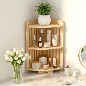 Wooden <b>Corner</b> <b>Shelf</b> 20x20x40cm Three Tier Freestanding Storage Organizer For Bathroom <b>Shelves</b> - Product Image 1