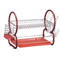 Étagère de rangement de cuisine à 4 niveaux en fer peint antirouille, support autoportant pour vaisselle avec plusieurs crochets supérieurs pour la vaisselle