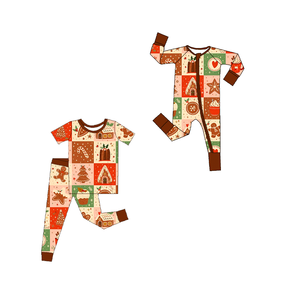 Personnalisé Noël Imprimé Enfants Vêtements Écologique 2 Pcs Manches Longues Bébé Pyjamas Costumes Usine Vente en Gros - Product Image 1
