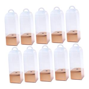 กล่องของขวัญดอกไม้พลาสติกใสสีโรสโกลด์10ชิ้นพร้อมที่จับและกล่องบรรจุ - Product Image 6