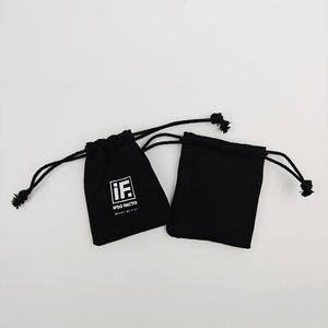 Pochette en toile biodégradable noire avec cordon de serrage, logo de marque de luxe, haute qualité, pour maquillage, sacs à main, bijoux, pochette en coton - Product Image 4